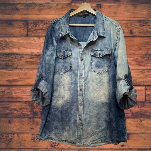 Denim Button Down Shirt - Blue - Picture 1 of 4